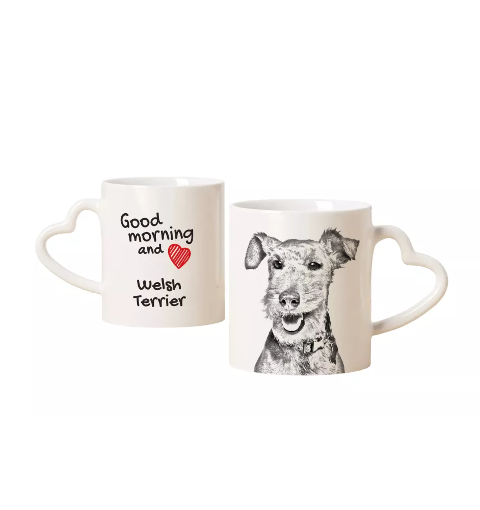 Welsh Terrier, Welshie, Daeargi Cymreig - cup with a dog, adorable cup with a heart-shaped handle, universal gift from the Art-Dog brand