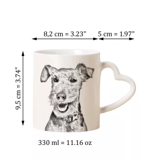 Welsh Terrier, Welshie, Daeargi Cymreig - cup with a dog, adorable cup with a heart-shaped handle, universal gift from the Art-Dog brand