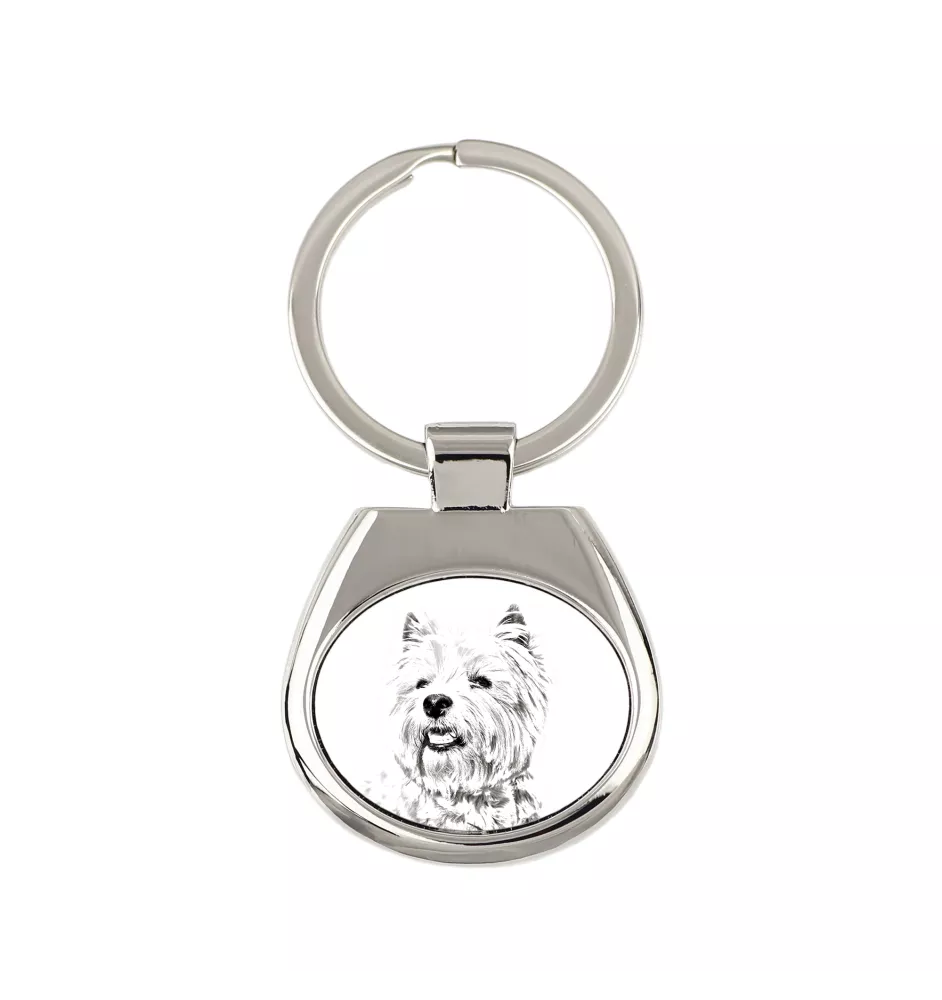 West Highland White Terrier, Weißer Hochlandterrier, Westie - Schlüsselanhänger mit Hund, Anhänger mit Aufdruck, personalisierter Anhänger der Marke Art-Dog