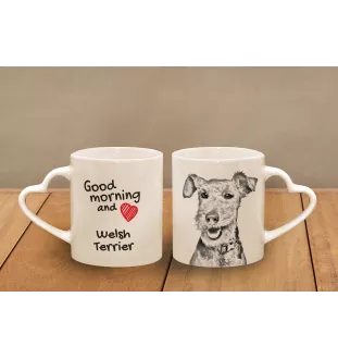 Welsh Terrier - Tasse mit Hund, entzückende Tasse mit herzförmigem Henkel, universelles Geschenk der Marke Art-Dog