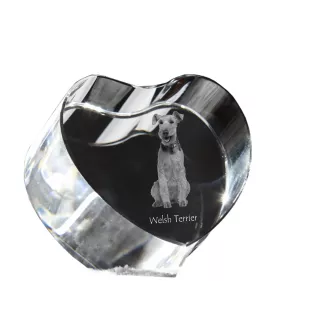 Welsh Terrier, Welshie, Daeargi Cymreig - a photo of a dog in crystal, crystal heart, unique photo frame from the Art-Dog brand