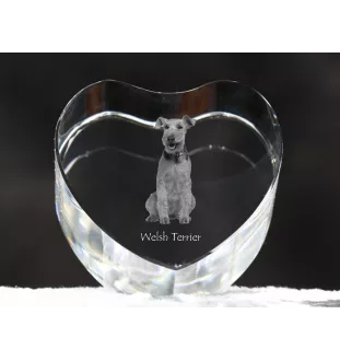 Welsh Terrier, Terrier gallois - une photo de chien dans un cristal, un cœur en cristal, un cadre photo exceptionnel de la marque Art-Dog