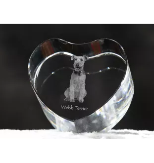 Welsh Terrier, Welshie, Daeargi Cymreig - a photo of a dog in crystal, crystal heart, unique photo frame from the Art-Dog brand