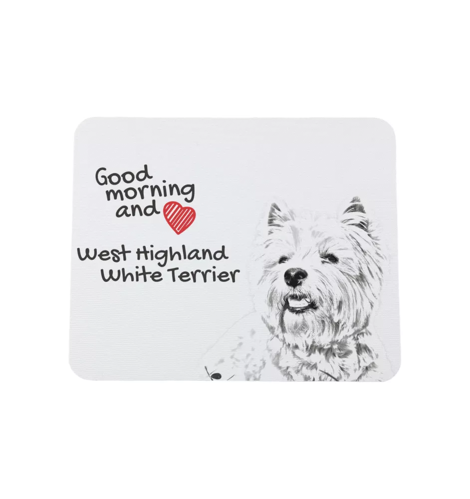 West Highland White Terrier, Weißer Hochlandterrier, Westie - Mauspad mit Druck, personalisiertes Mauspad mit Hund, einzigartiges Gadget für Büroangestellte von Art-Dog.