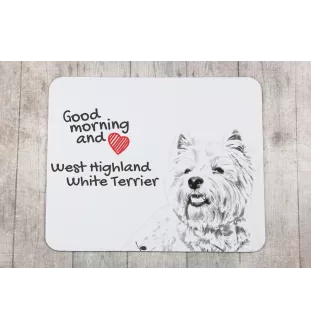 West Highland White Terrier, Weißer Hochlandterrier, Westie - Mauspad mit Druck, personalisiertes Mauspad mit Hund, einzigartiges Gadget für Büroangestellte von Art-Dog.
