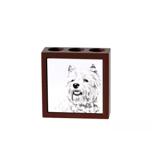 West Highland White Terrier, Westie, Westy - pen holder with a dog, desk organizer with a print, personalized desk decoration from the Art-Dog brand.