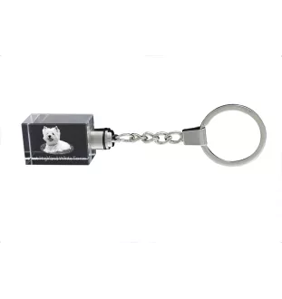 West Highland White Terrier, Westie, Westy - Crystal key ring with dog photo, illuminated key ring, unique gift by Art-Dog brand