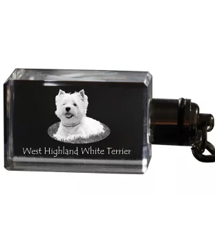 West Highland White Terrier, Weißer Hochlandterrier, Westie - Schlüsselanhänger aus Kristall mit Hundefoto, beleuchteter Schlüsselanhänger, einzigartiges Geschenk der Marke Art-Dog
