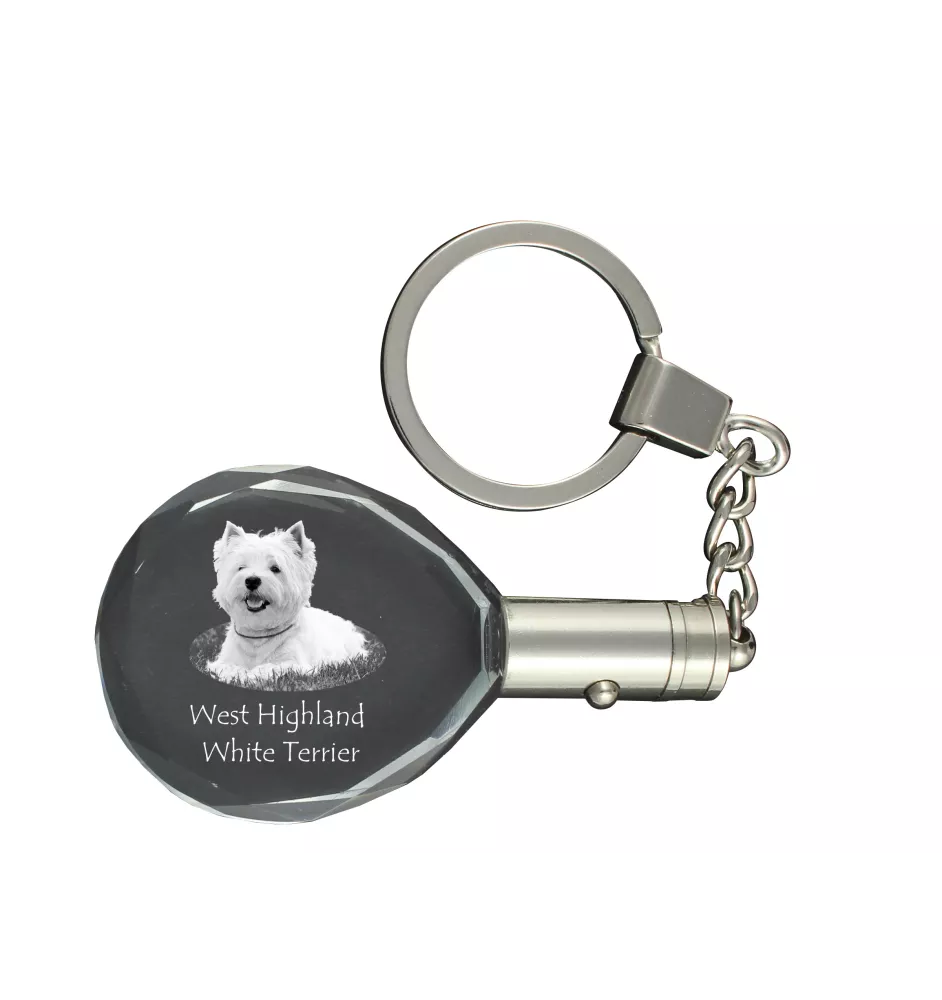 West Highland White Terrier, Weißer Hochlandterrier, Westie - Anhänger mit einem Foto eines Hundes, Schlüsselanhänger aus Kristall in einer Geschenkbox, ein einzigartiges Geschenk von Art-Dog