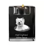 West Highland White Terrier, Westie, Westy - Candle holder with dog photo, crystal tealight holder, personalised gift by Art-Dog brand
