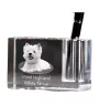 West Highland White Terrier, Weißer Hochlandterrier, Westie - Stifthalter, Kristallorganizer mit Hundefoto, einzigartige Schreibtischdekoration der Marke Art-Dog