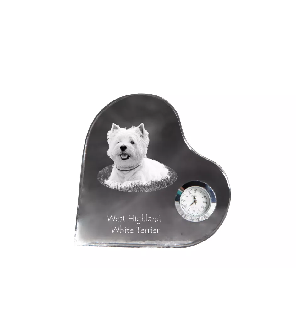 West Highland White Terrier zegar w kształcie serca z psem Art-Dog