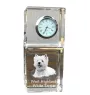 West Highland White Terrier, Westie - montre en cristal avec photo, photo de chien dans un cristal, horloge de bureau personnalisée de la marque Art-Dog