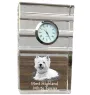 West Highland White Terrier, Westie, Westy - glass clock with a photo, photo of a dog in crystal, personalized standing office clock by Art-Dog brand