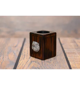 West Highland White Terrier, Westie - bougeoir en bois avec un chien, un souvenir unique après la perte d'un chien, une œuvre artisanale de la marque Art-Dog