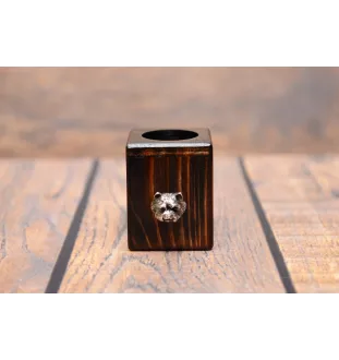 West Highland White Terrier, Westie I - bougeoir en bois avec un chien, un souvenir unique après la perte d'un chien, une œuvre artisanale de la marque Art-Dog