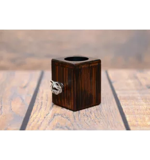 West Highland White Terrier, Westie I - bougeoir en bois avec un chien, un souvenir unique après la perte d'un chien, une œuvre artisanale de la marque Art-Dog