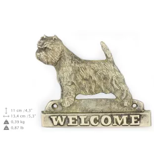 West Highland White Terrier, Weißer Hochlandterrier, Westie - Türschild mit Hund, messingfarbenes Willkommensschild, einzigartiges Schild mit der Aufschrift Welcome von der Marke Art-Dog