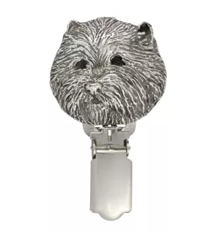 West Highland White Terrier, Weißer Hochlandterrier, Westie - Brosche mit Clip, Startnummernhalter, versilberte Anstecknadel für Hundeausstellungen der Marke Art-Dog