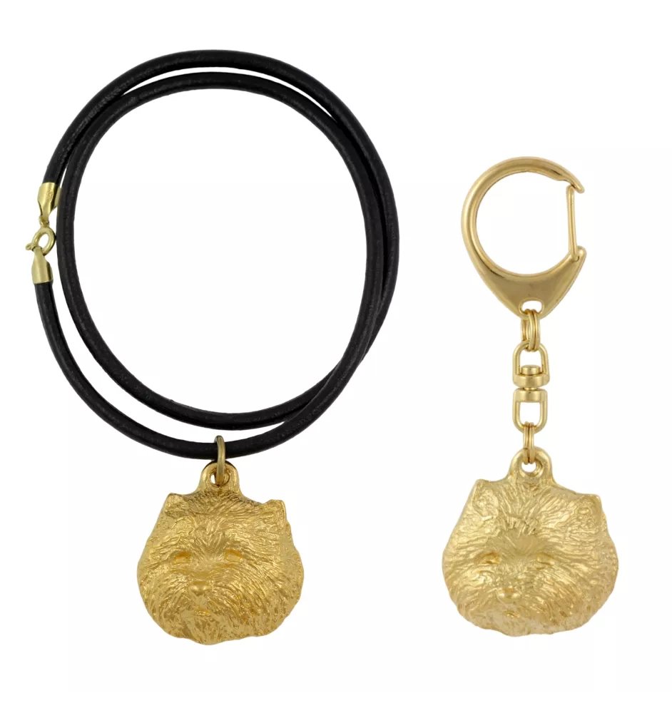 West Highland White Terrier, Westie - porte-clés et collier avec chien dans une boîte, produit plaqué or de haute qualité, marque Art-Dog