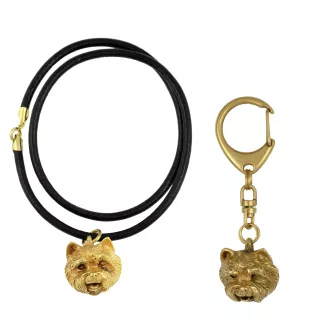 West Highland White Terrier, Westie I - porte-clés et collier avec chien dans une boîte, produit plaqué or de haute qualité, marque Art-Dog