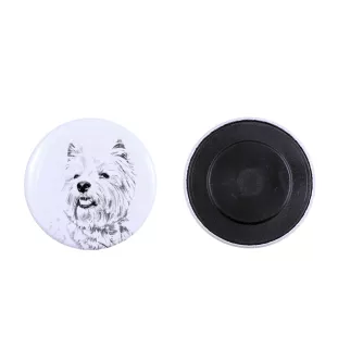 West Highland White Terrier, Westie - aimant avec un œil de chien, exceptionnellement léger, aimant puissant, produit fabriqué à la main par la marque Art-Dog