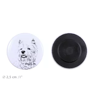 West Highland White Terrier, Westie - aimant avec un œil de chien, exceptionnellement léger, aimant puissant, produit fabriqué à la main par la marque Art-Dog