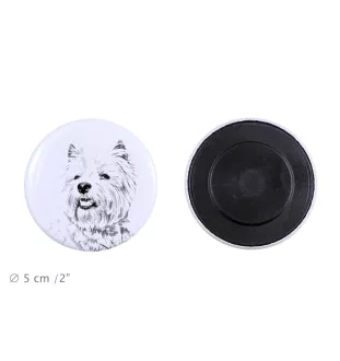 West Highland White Terrier, Westie - aimant avec un œil de chien, exceptionnellement léger, aimant puissant, produit fabriqué à la main par la marque Art-Dog