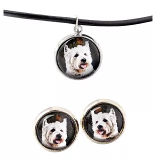 West Highland White Terrier, Westie - boîte à bijoux avec votre photo, ensemble collier et boucles d'oreilles, produits personnalisés de la marque Art-Dog