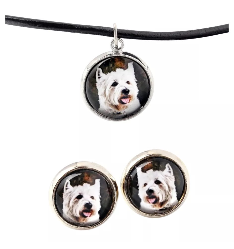 West Highland White Terrier, Westie - boîte à bijoux avec votre photo, ensemble collier et boucles d'oreilles, produits personnalisés de la marque Art-Dog