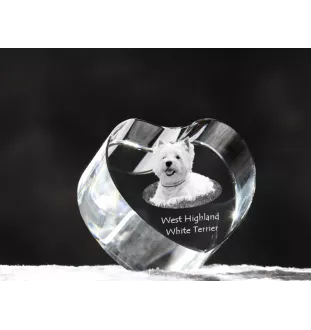 West Highland White Terrier, Weißer Hochlandterrier, Westie - Hundebild im Kristall, Kristallherz, einzigartiger Bilderrahmen der Marke Art-Dog