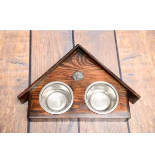 West Highland White Terrier, Westie, Westy - wooden stand with bowls for a dog, decorative dog bowls, a gift for adopting a dog from the Art-Dog brand