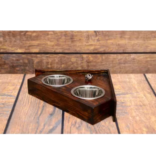 West Highland White Terrier, Westie, Westy I - wooden stand with bowls for a dog, decorative dog bowls, a gift for adopting a dog from the Art-Dog brand