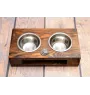 West Highland White Terrier, Westie, Westy - wooden stand with bowls for a dog, steel dog bowls, a gift for adopting a dog from the Art-Dog brand