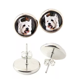 West Highland White Terrier, Westie - boucles d'oreilles dans une boîte, votre photo, bijoux faits à la main, produit de la marque Art-Dog.