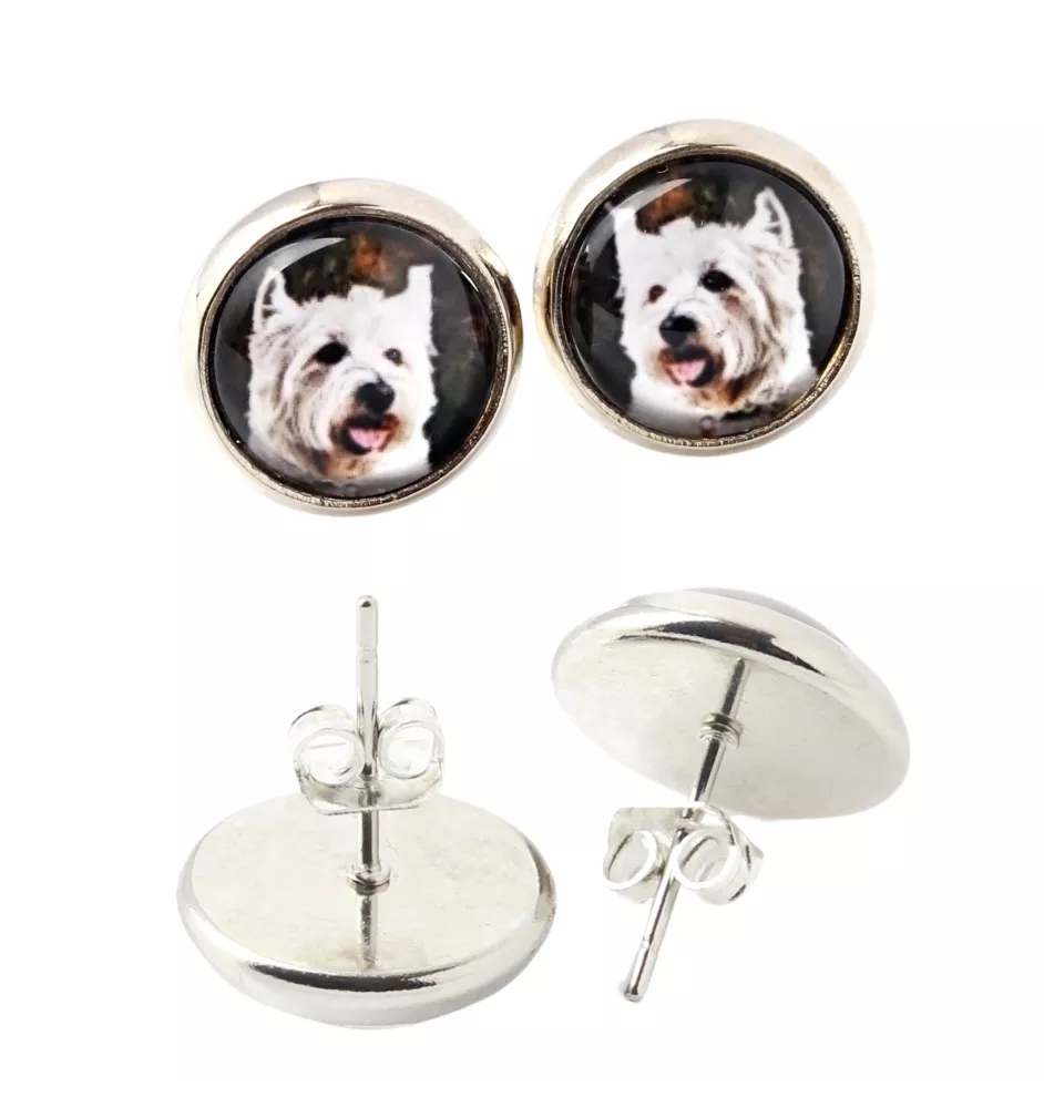 West Highland White Terrier, Weißer Hochlandterrier, Westie - Ohrringe in einer Schachtel, Ihr Foto, handgefertigter Schmuck, Eigenmarke von Art-Dog.