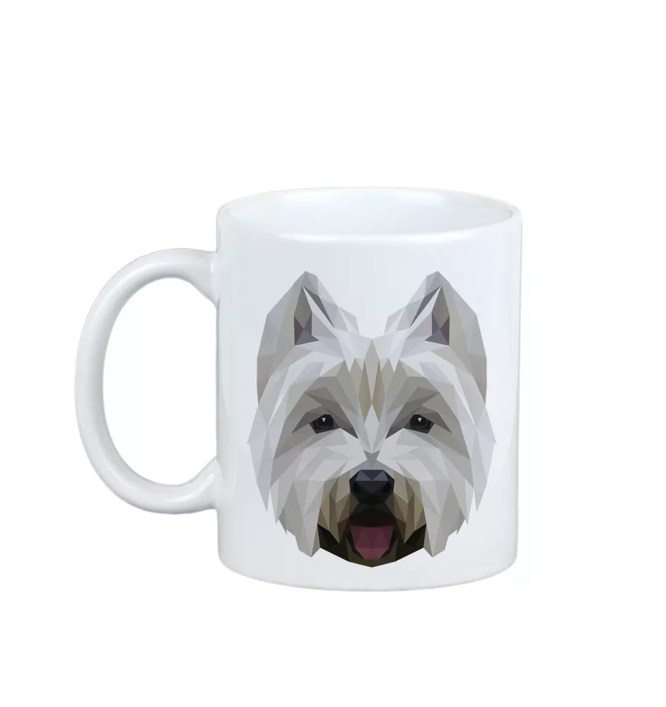 West Highland White Terrier, Westie, Westy - cup with a geometric dog image and the inscription Art-Dog