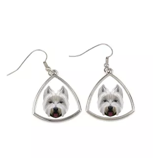 West Highland White Terrier, Westie - boucles d'oreilles avec une photo et un motif de chien géométrique Art-Dog