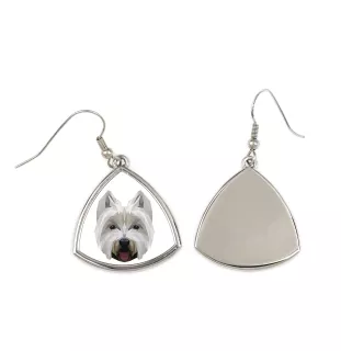 West Highland White Terrier, Westie - boucles d'oreilles avec une photo et un motif de chien géométrique Art-Dog