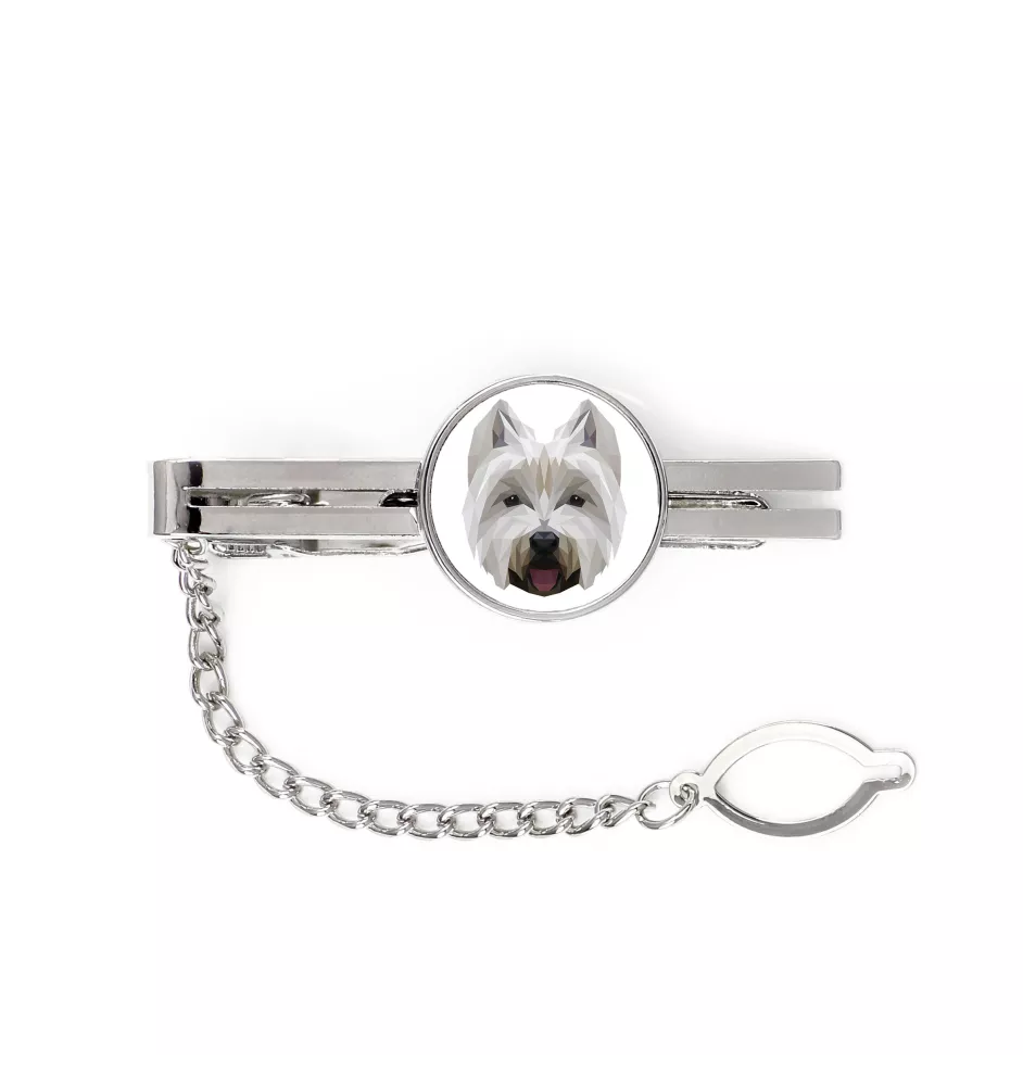 West Highland White Terrier, Westie, Westy - geometric tie clip with a picture and inscription from Art-Dog