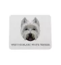 West Highland White Terrier, Weißer Hochlandterrier, Westie - geometrisches Mauspad mit Bild und Aufschrift von Art-Dog