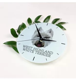 West Highland White Terrier, Westie - horloge murale géométrique avec photo et logo de la marque Art-Dog
