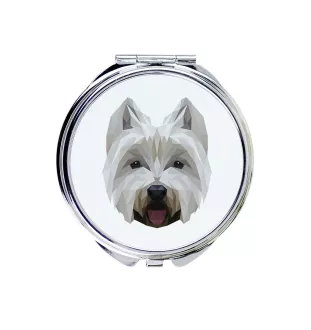 West Highland White Terrier, Westie, Westy - mirror with a geometric design and the brand name Art-Dog