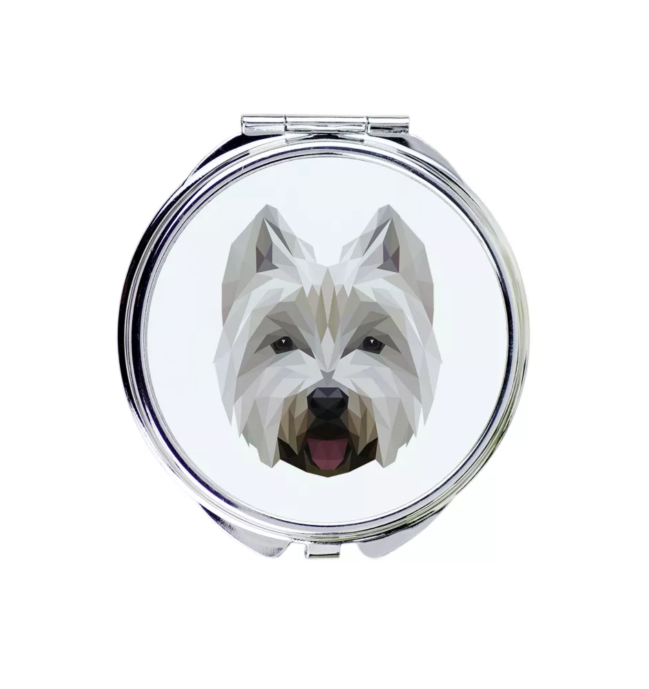 West Highland White Terrier, Weißer Hochlandterrier, Westie - Spiegel mit Foto und geometrischem Aufdruck der Marke Art-Dog