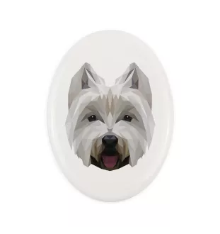 West Highland White Terrier, Westie - une plaque avec une photo et un motif géométrique de la marque Art-Dog