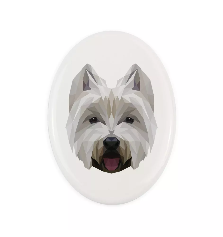 West Highland White Terrier, Westie - une plaque avec une photo et un motif géométrique de la marque Art-Dog