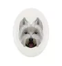 West Highland White Terrier, Weißer Hochlandterrier, Westie - Fliese mit geometrischem Bild und Schriftzug der Marke Art-Dog