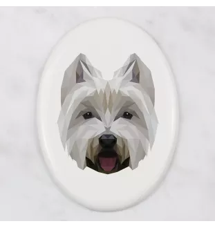 West Highland White Terrier, Westie - une plaque avec une photo et un motif géométrique de la marque Art-Dog