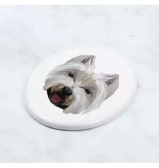 West Highland White Terrier, Westie - une plaque avec une photo et un motif géométrique de la marque Art-Dog