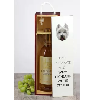 West Highland White Terrier, Weißer Hochlandterrier, Westie - geometrische Box mit einem Bild und Schriftzug für Wein der Marke Art-Dog